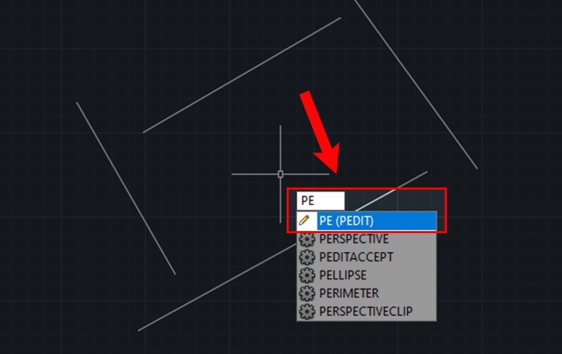Sử dụng lệnh PEDIT để nối 2 đường thẳng trong CAD (Bước 1)