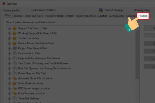 Chọn mục Profiles