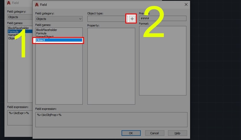Chọn Objects và ký tự như hình trên