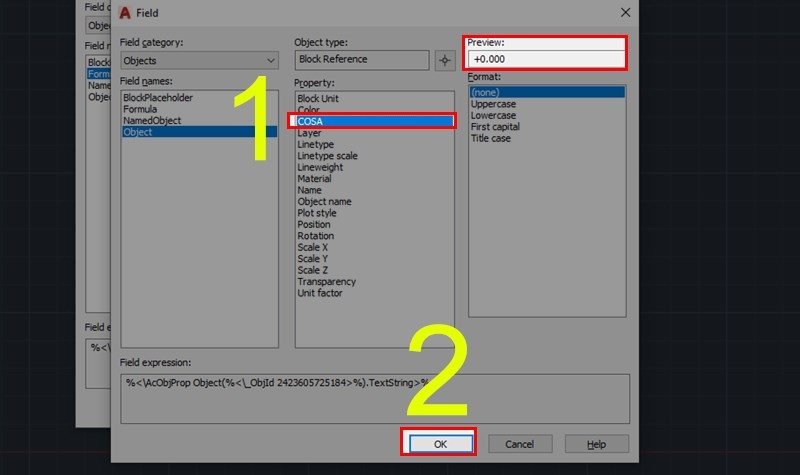 Chọn các đối tượng và nhấn OK