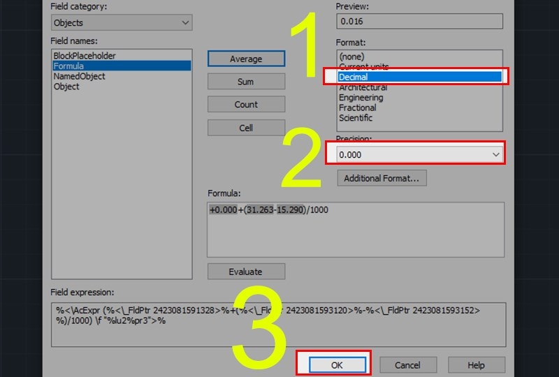 Chọn giá trị đơn vị và nhấn OK