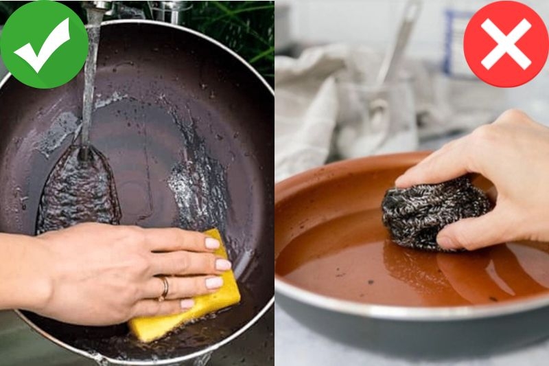 Sai lầm khi sử dụng chảo chống dính: Rửa chảo ngay sau khi vừa đun xong