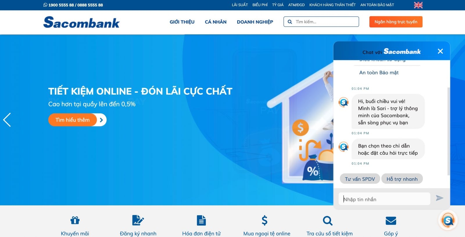 Số điện thoại tổng đài Sacombank
