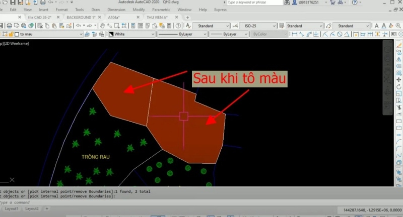 Tô màu trong CAD bằng lệnh tô vật liệu (Bước 7)