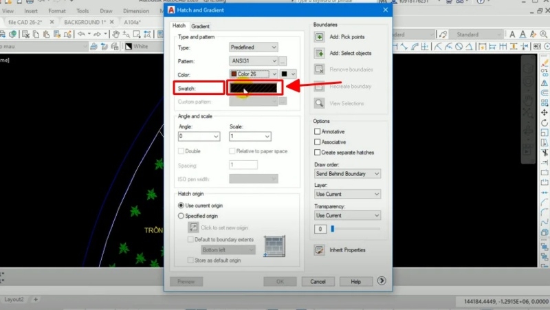 Tô màu trong CAD bằng lệnh tô vật liệu (Bước 4)