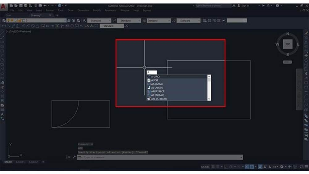 Nhập vào lệnh A và nhấn Enter