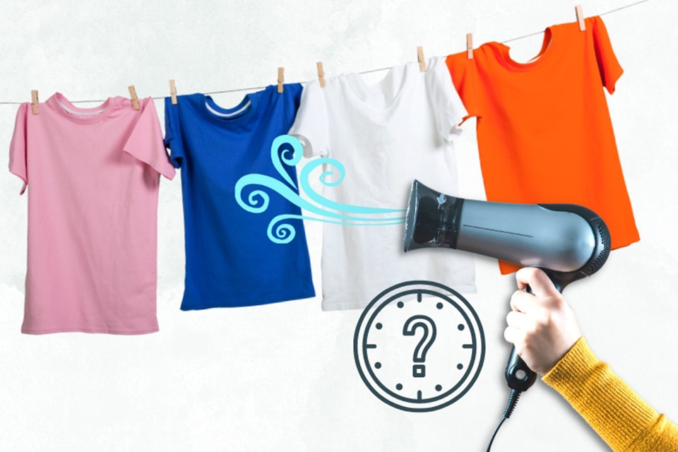 Thời gian làm khô quần áo bằng máy sấy tóc phụ thuộc nhiều yếu tố