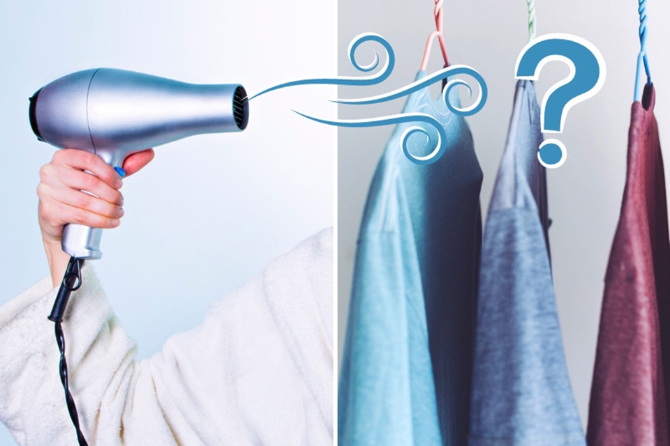 Có thể dùng máy sấy tóc để làm khô quần áo