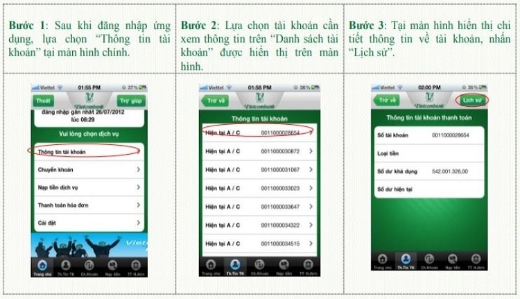 Xem lịch sử giao dịch Vietcombank qua ứng dụng VCB Digibank