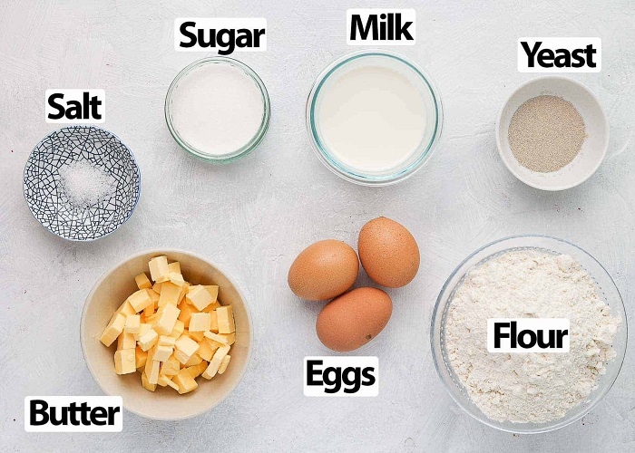 Nguyên liệu làm bánh mì hoa cúc bằng nồi chiên không dầu