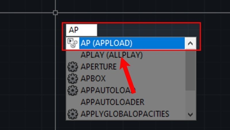 Nhập lệnh AP để APPLOAD Lisp vào phần mềm