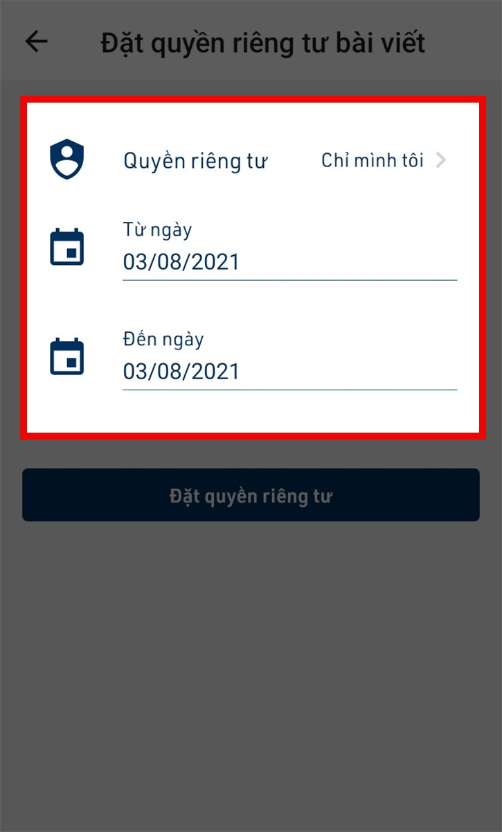 Cài đặt quyền riêng tư