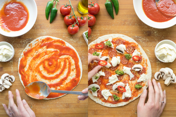 cách nướng bánh pizza bằng lò vi sóng bước 4