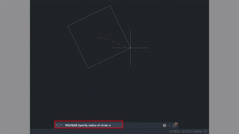 Cách vẽ hình vuông trong CAD (Bước 6)