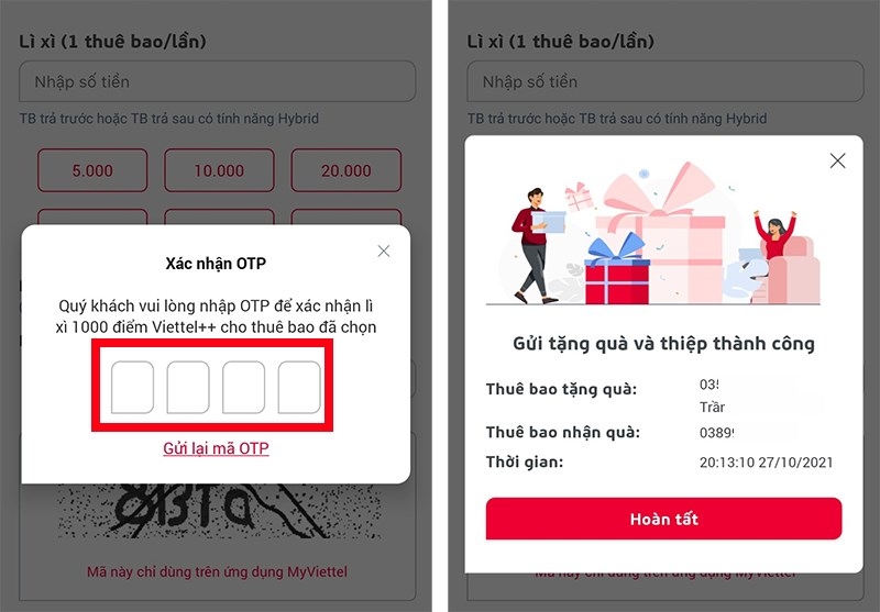Nhập mã OTP để hoàn tất