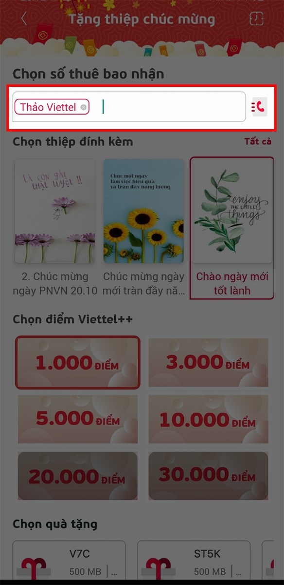 Nhập số điện thoại của người bạn muốn tặng