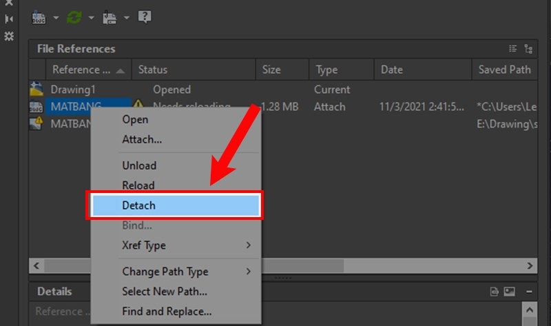 Xóa, gỡ Xref trong AutoCAD