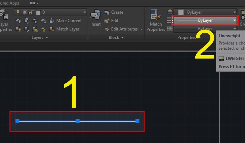 Chỉnh độ dày đường Pline kiểu mặc định (Bước 1)