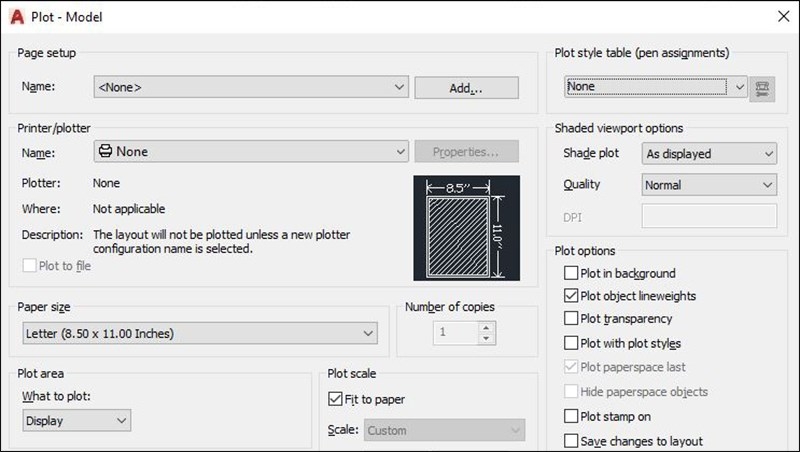 Chỉnh nét in trong CAD theo màu sắc từng layer (Bước 1)