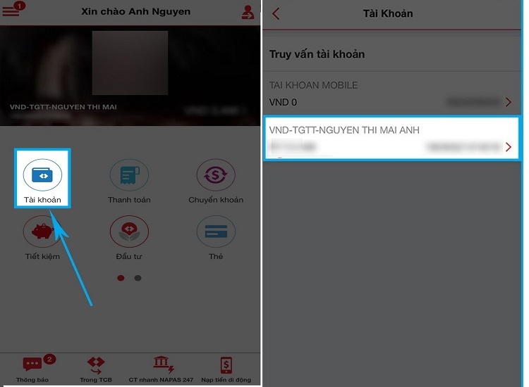 Kiểm tra lịch sử giao dịch Techcombank bằng ứng dụng (Ảnh 2)