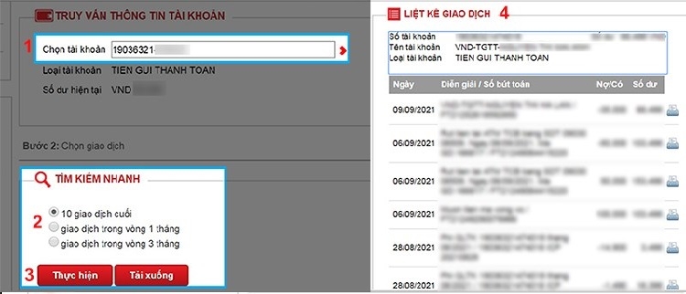 Kiểm tra lịch sử giao dịch Techcombank bằng ứng dụng (Ảnh 1)Kiểm tra lịch sử giao dịch Techcombank trên website (Ảnh 3)