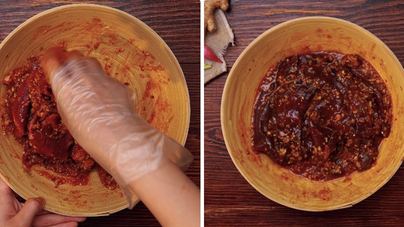 Sấy thịt bò khô bằng lò vi sóng bước 2