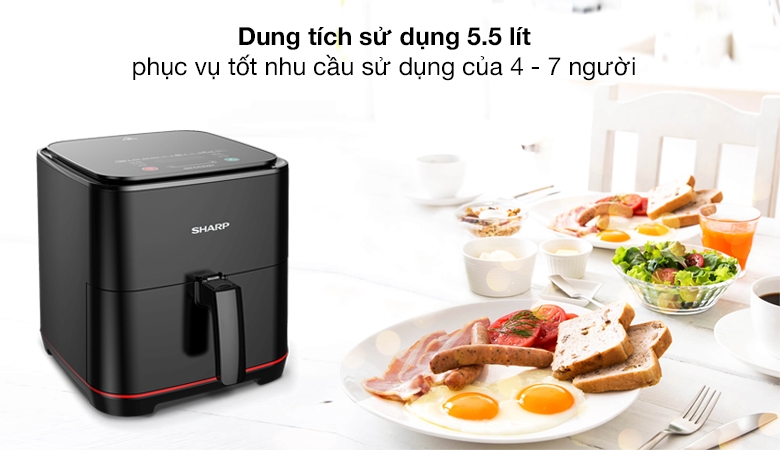 Nồi chiên Sharp KF-AF70EV-BK thiết kế vuông vức sang trọng