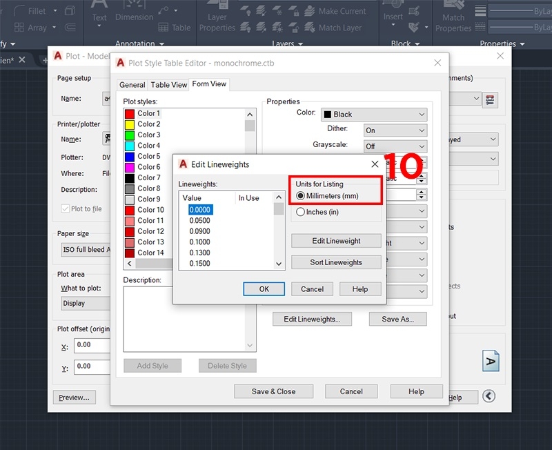 Cách tạo Plot Style trong CAD (Bước 8)