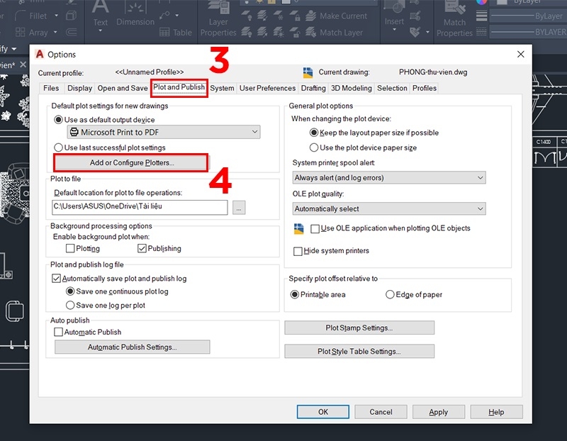 Tạo máy in ảo trong AutoCAD (Bước 3)