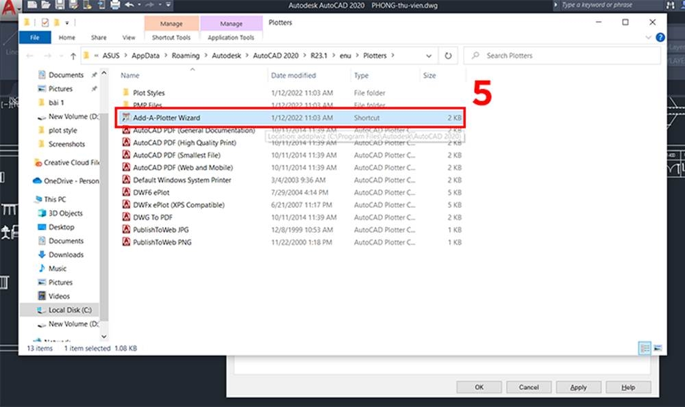 Tạo máy in ảo trong AutoCAD (Bước 4)