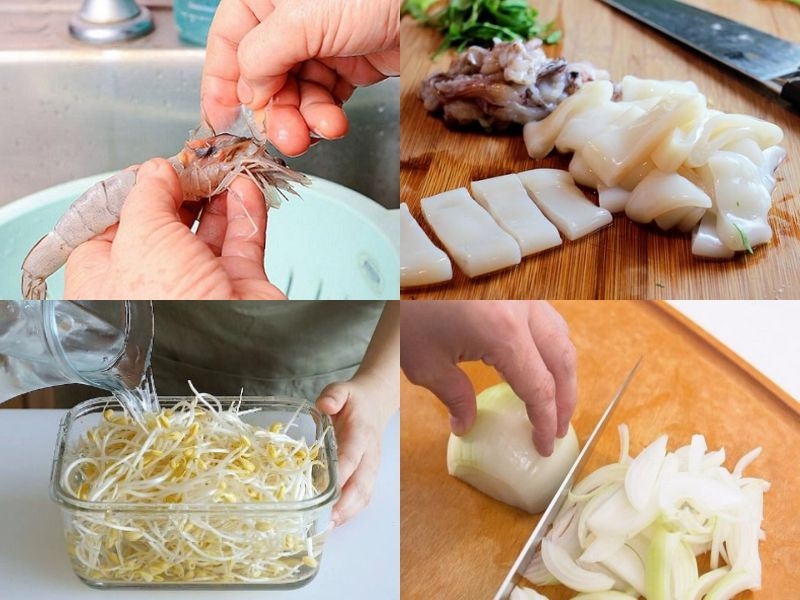 Cách làm bánh xèo tôm mực bằng chảo chống dính bước 1