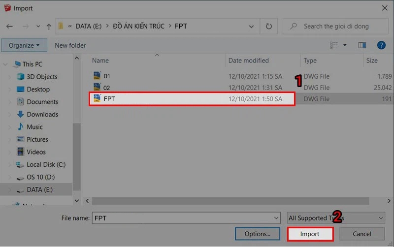 Hướng dẫn mở, import AutoCAD (DWG) qua SketchUp (Ảnh 2)