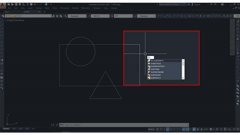 Cách sử dụng lệnh Subtract trong CAD (Bước 3)