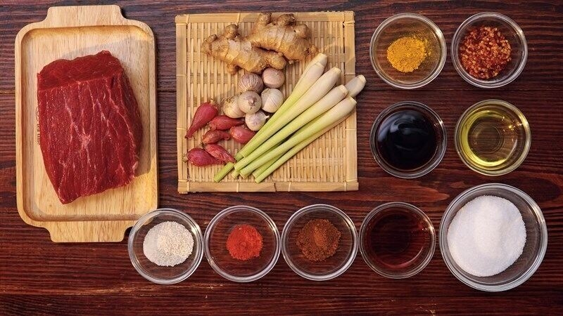 Các loại nguyên liệu cần thiết cho món bò khô