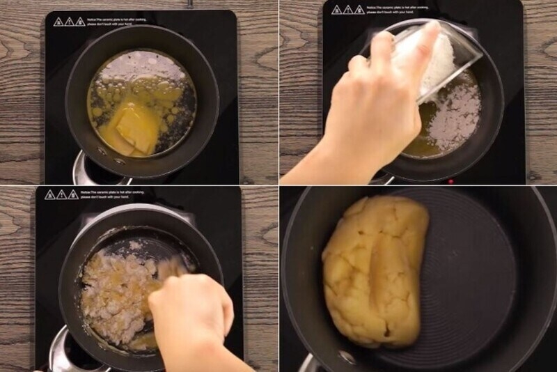 Chuẩn bị phần bột vỏ bánh su kem