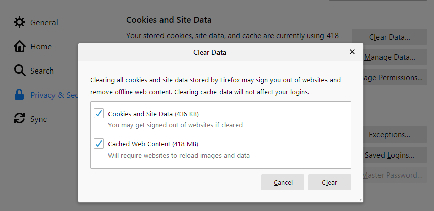 Cách xóa Cookies trên trình duyệt Mozilla Firefox