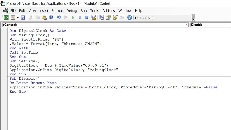 Cách tạo đồng hồ điện tử trong Excel - hình 6