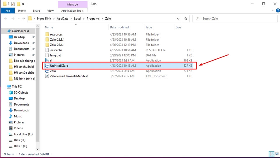 Xoá Zalo trên máy tính Windows - Ảnh 09