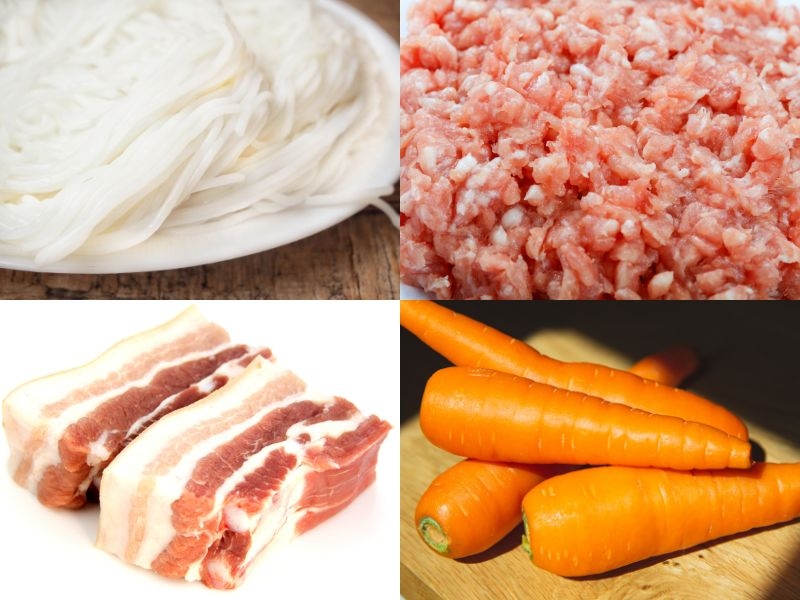Nguyên liệu cần chuẩn bị để làm bún chả