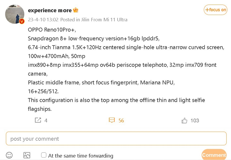 Cấu hình OPPO Reno10 Pro+