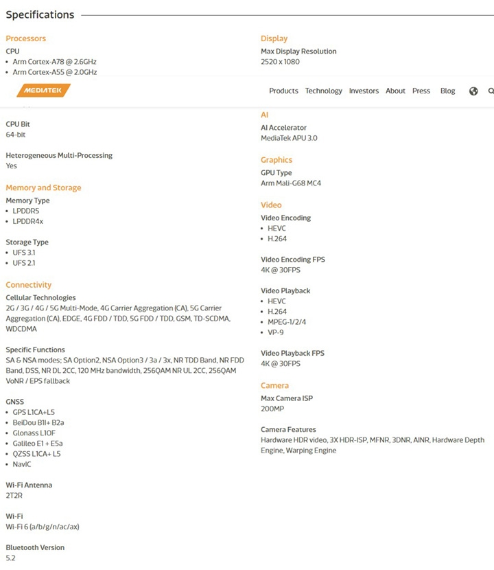 MediaTek Dimensity 7050 âm thầm ra mắt (ảnh 2)