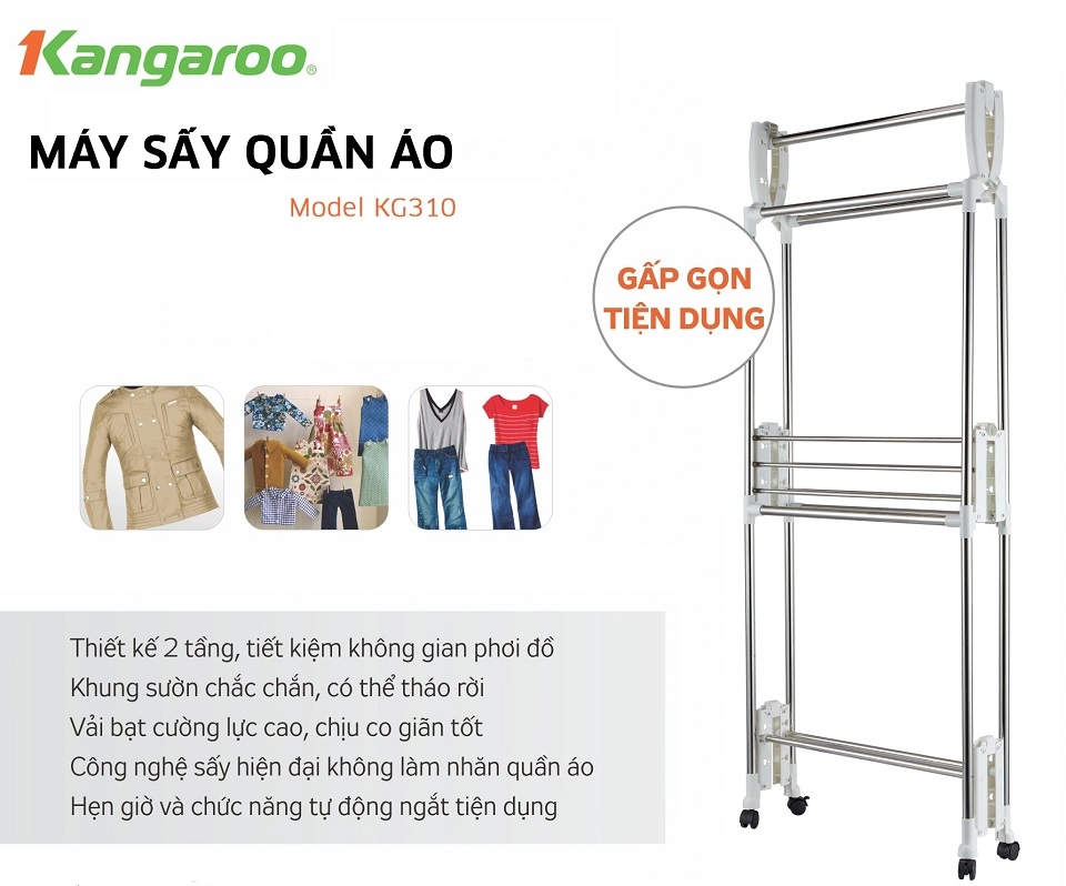 Máy sấy quần áo cao cấp: Kangaroo KG310