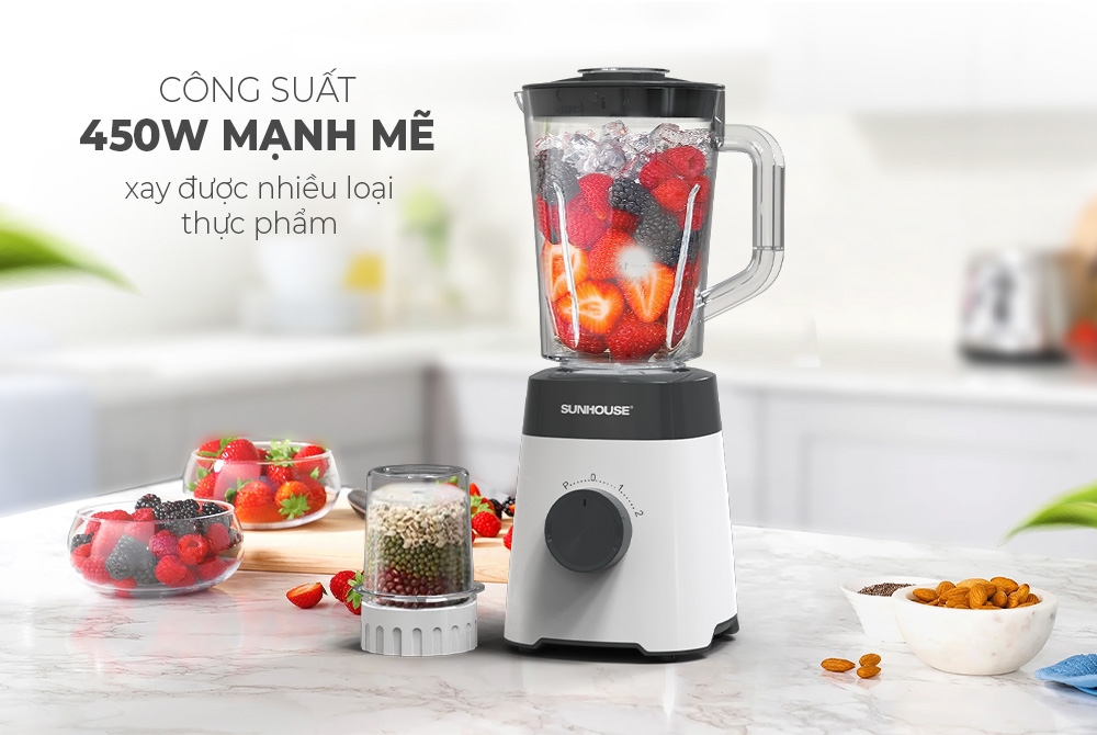 Máy xay sinh tố khô, ướt có thiết kế 2 cối xay độc lập