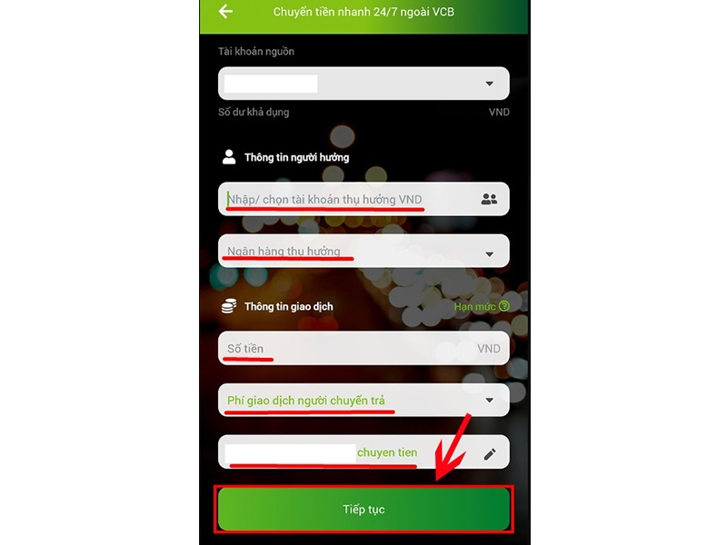 Chuyển tiền nhanh 24/7 ngoài Vietcombank