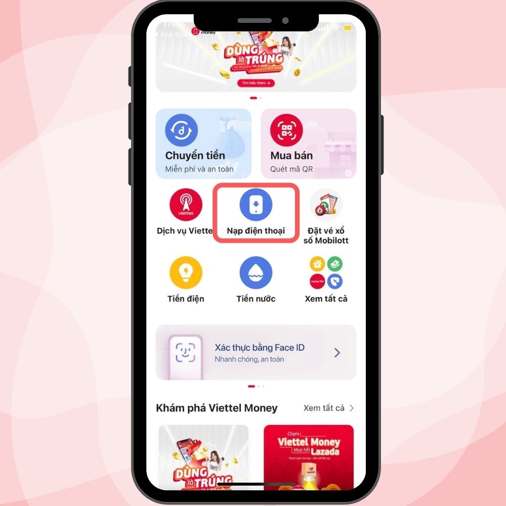 Cách nạp thẻ Viettel bằng Viettel Money