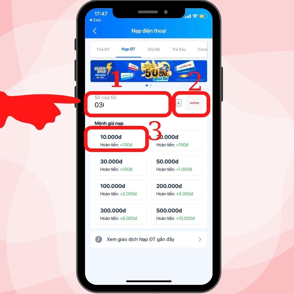 Cách nạp thẻ Viettel bằng Viettel Money