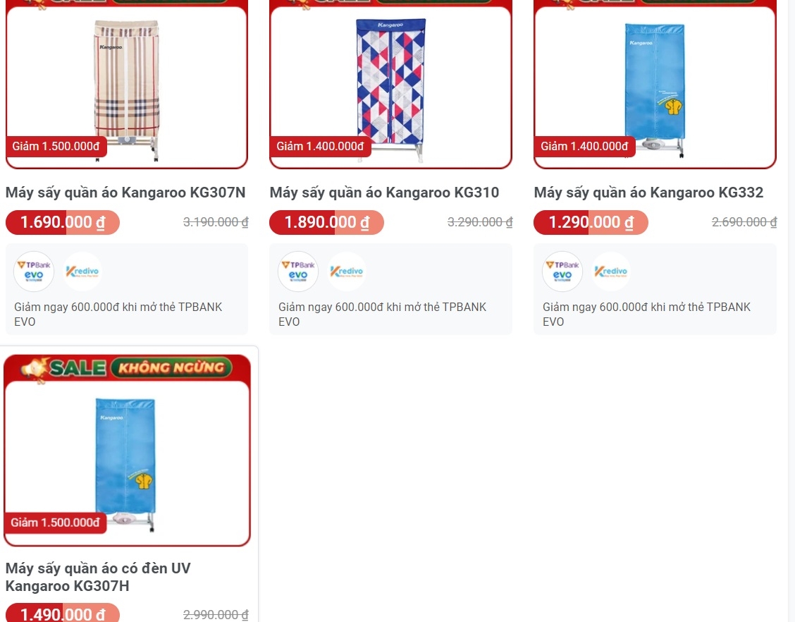 Giá máy sấy quần áo Kangaroo