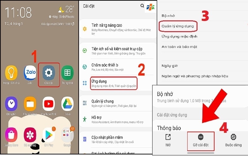 Gỡ cài đặt ứng dụng không dùng đến để giải phóng dung lượng