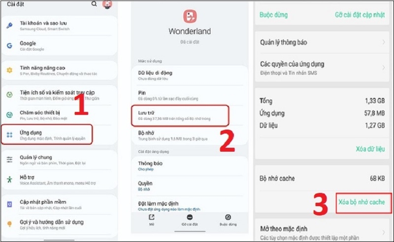 Các bước xóa bộ nhớ đệm