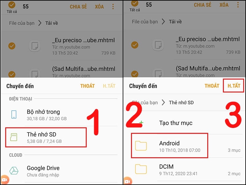 Các bước di chuyển ảnh, video sang thẻ SD
